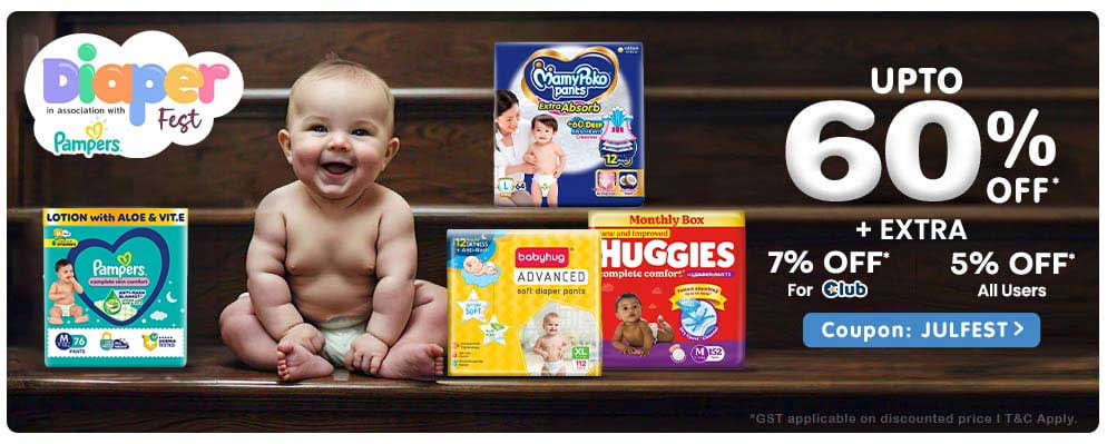 Extra 7% discount on Diapers Range