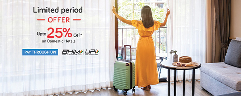 Get Up To 25% Discount on Domestic Hotels Booking