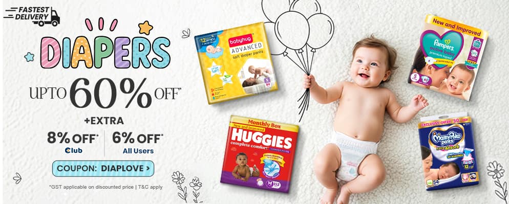 Avail Extra 6% OFF on Baby Diapers