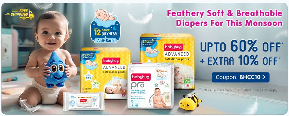 Get Additional 10% discount on Babyhug Diaper Range