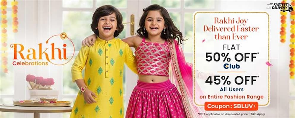 Flat 45% off on Best Selling Kids Fashion Wear and Ethnic Wear